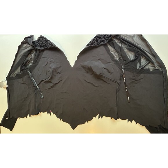 Tadashi‎ Vintage Black Velvet Beaded Formal Top Mesh Sleeves XL Stretch Elegant - Picture 5 of 9